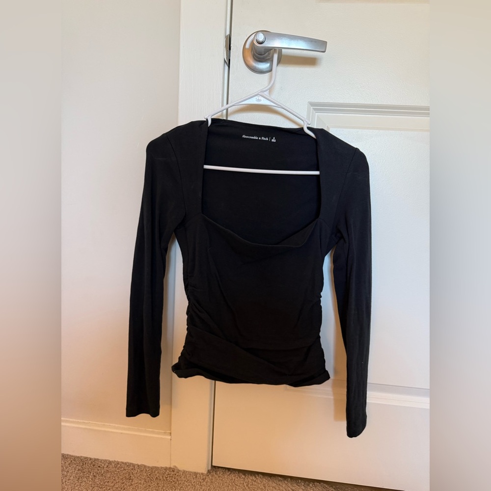 Abercrombie Black Long Sleeve Square Neck Top